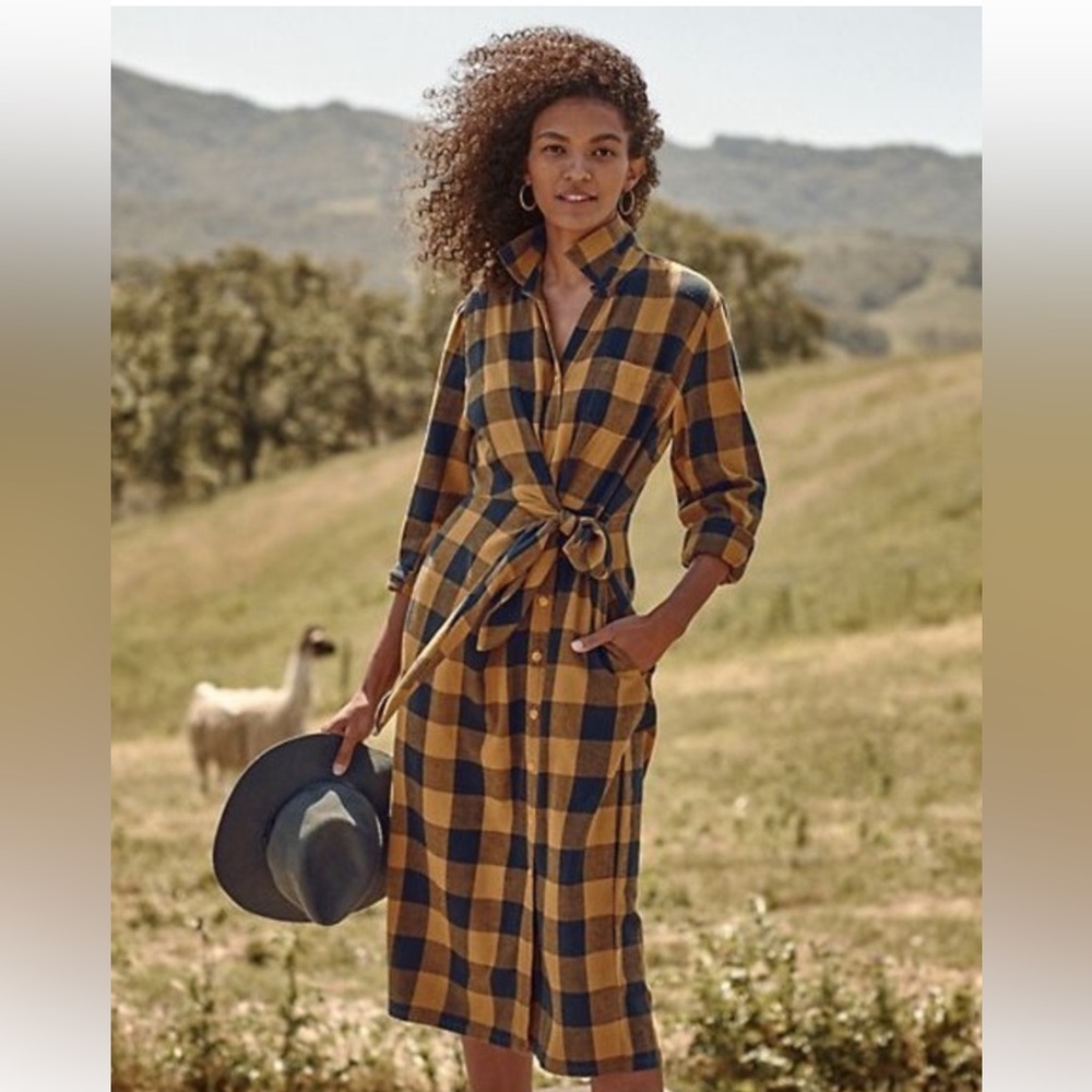 Eva’s organic cotton flannel plaid wrap dress from Garnet Hill size 16